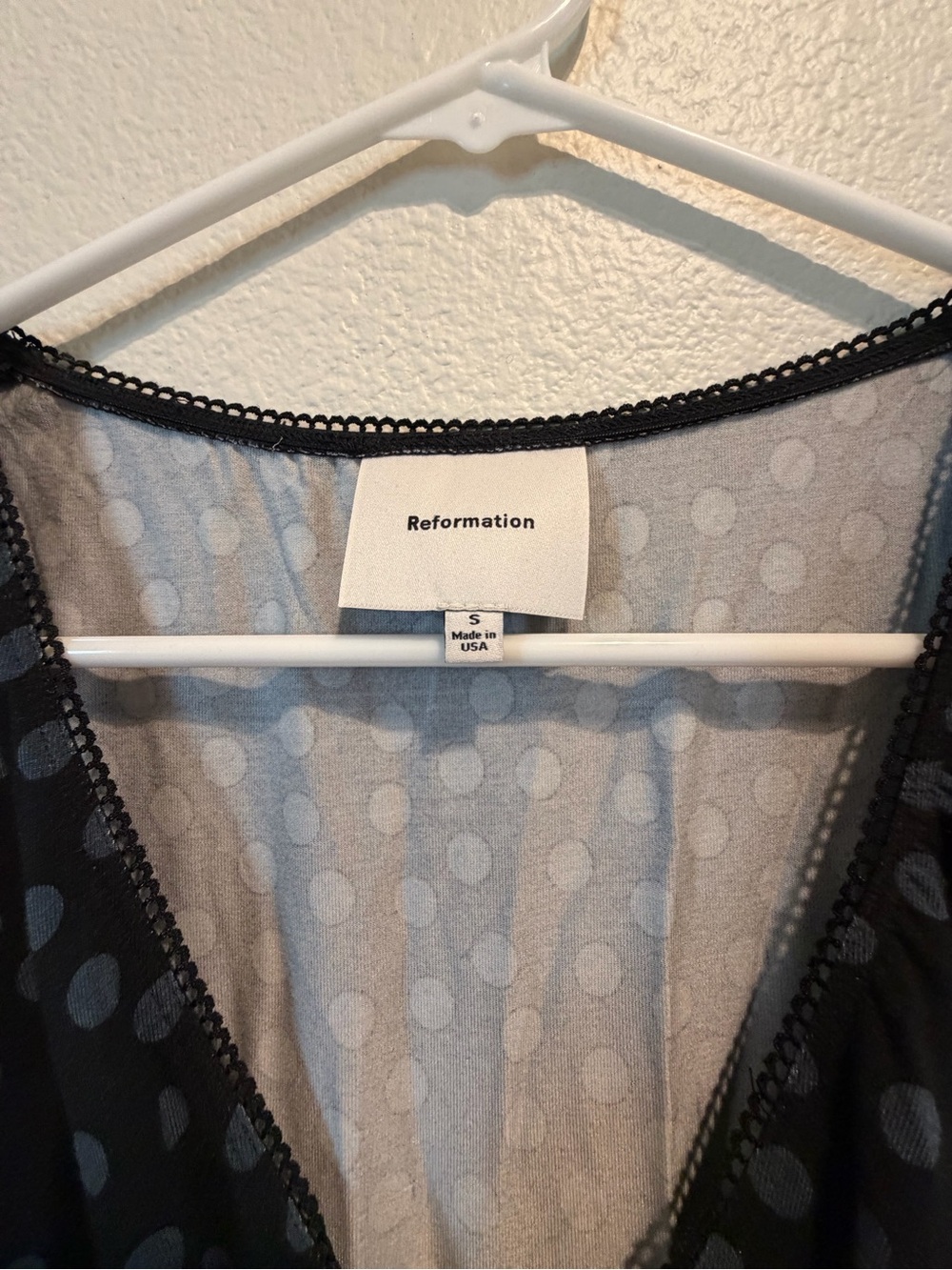 Reformation Black Slip Dress with Gray Polka Dots - Picture 6 of 7